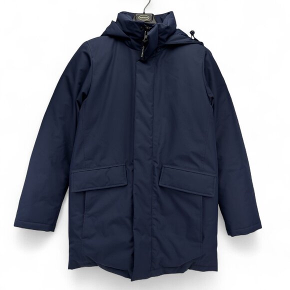 NEW 👌 QUARTZ Co. NWOT Champlain Forward Hooded Down Navy Blue Puffer Parka XS - Picture 7 of 16